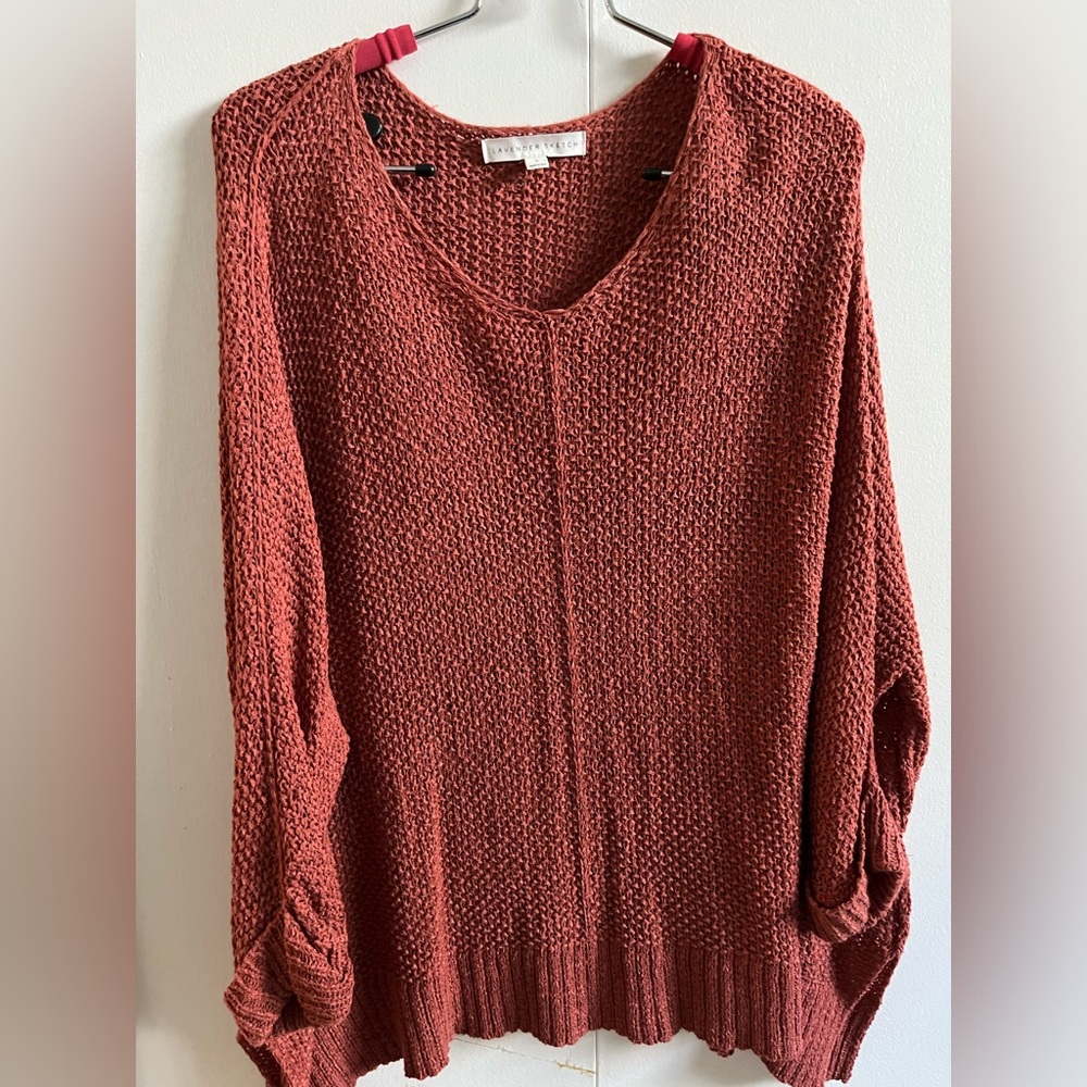 Lavender Sketch Orange Sweater - Size M